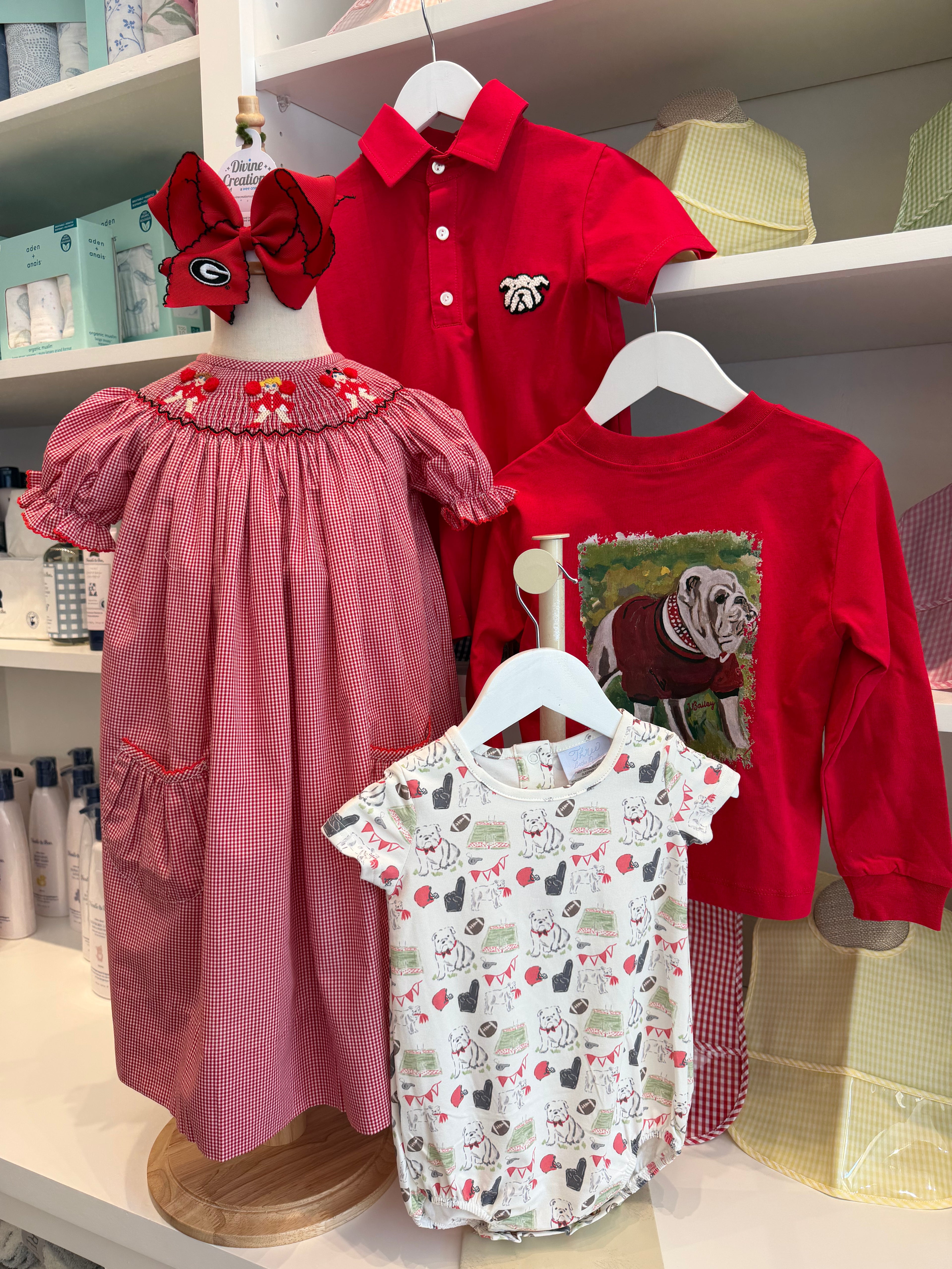 Red and Black Cheerleader Smocked Dress