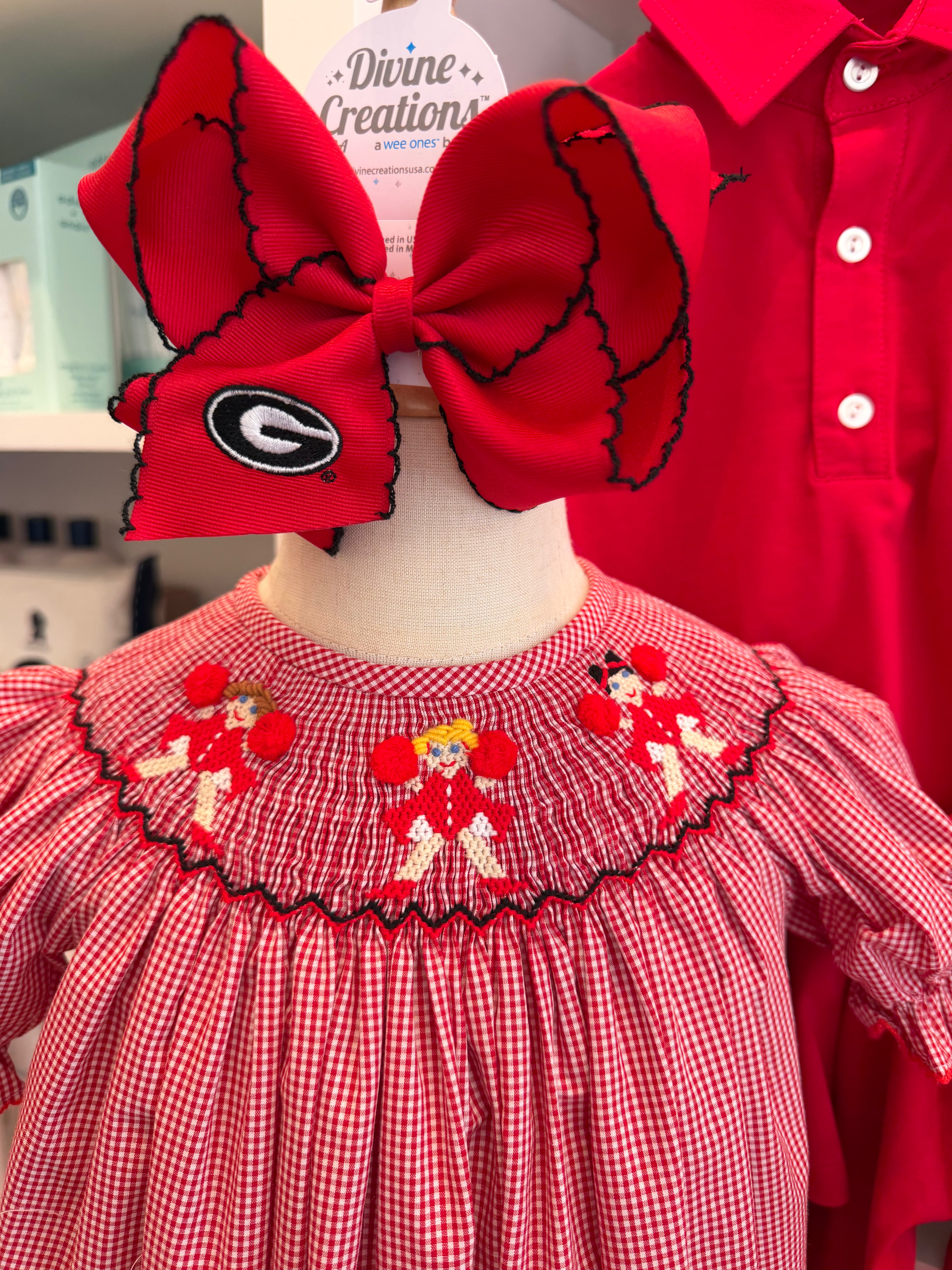 Red and Black Cheerleader Smocked Dress