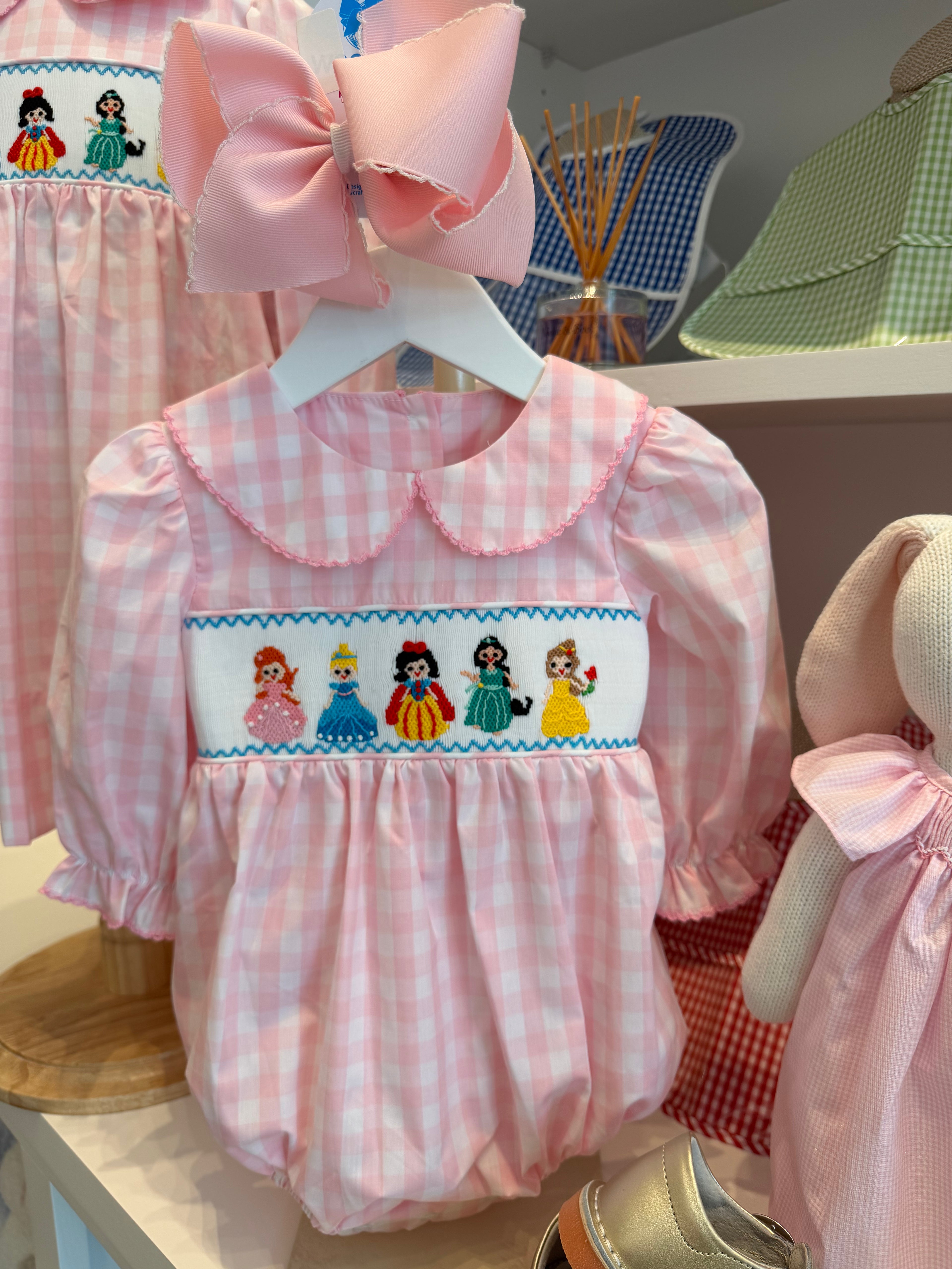 Smocked Princess Bubble- pink/white check