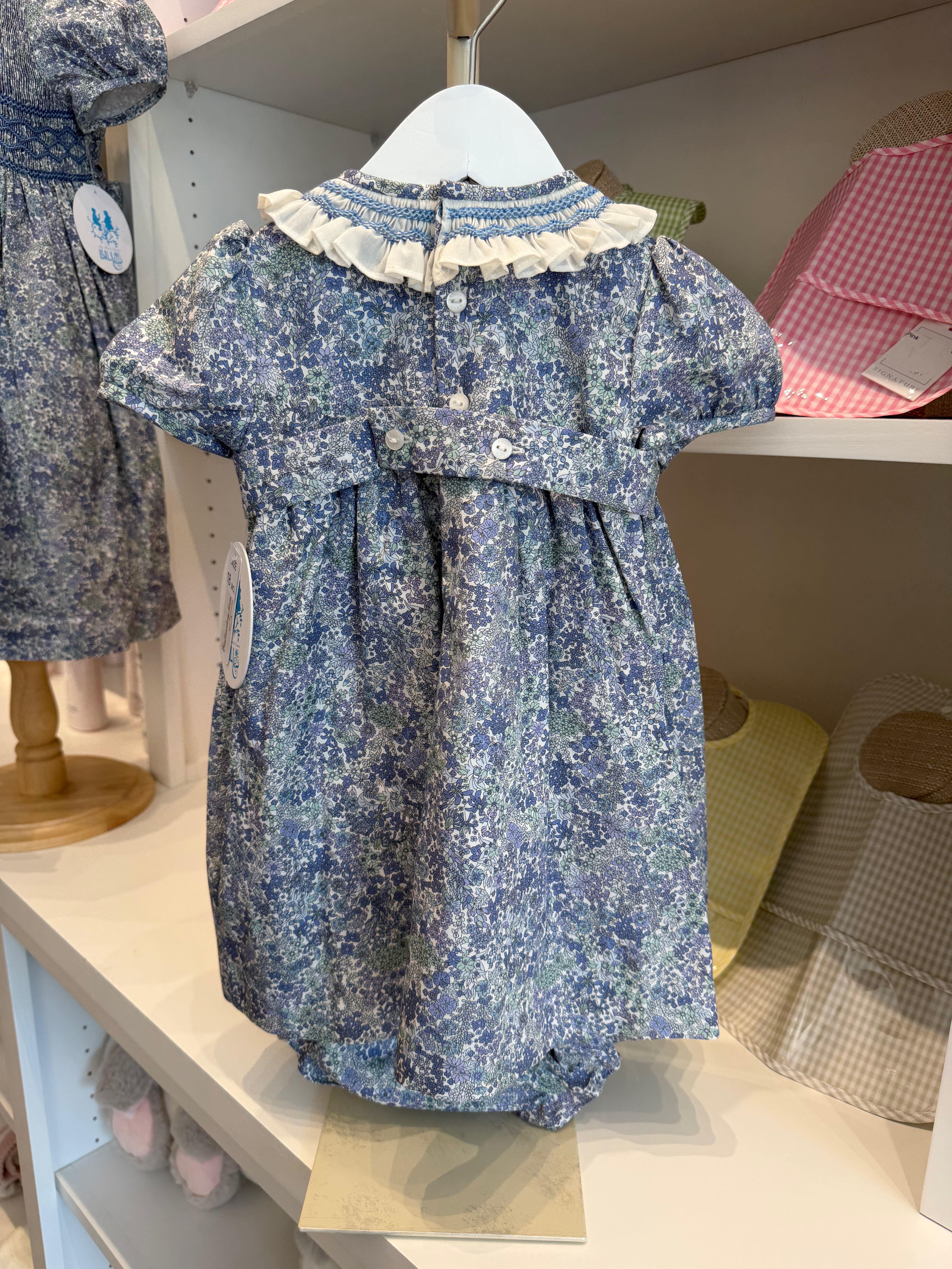 Fall Bloom Smock Dress w/ Bloomers - Blue