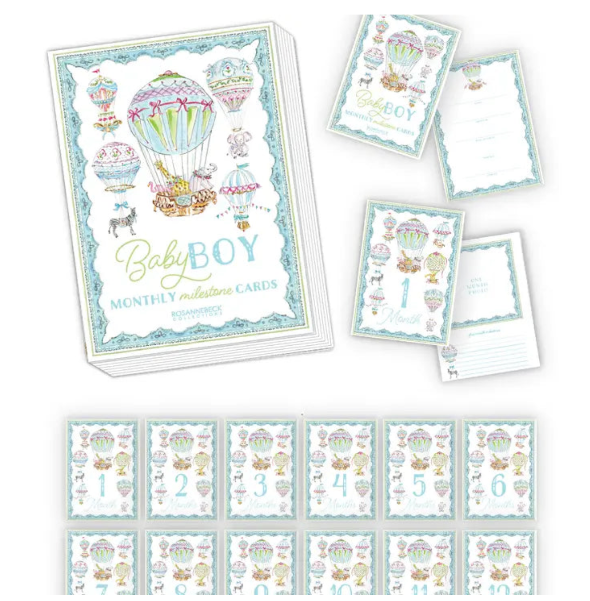 Rosanne Beck Hot Air Balloon Boy Milestone Cards