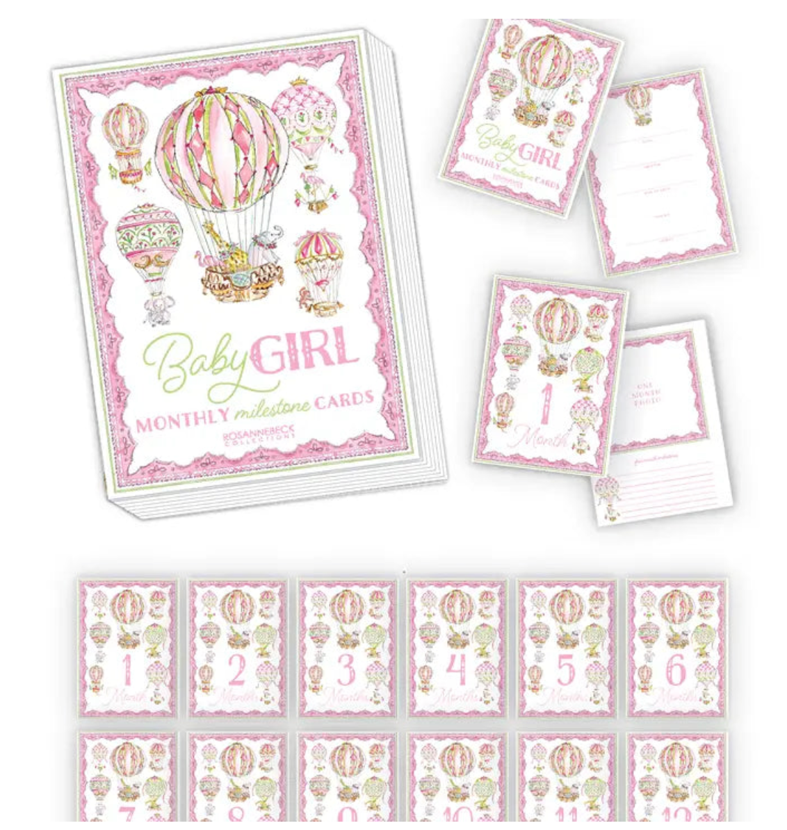 Rosanne Beck Hot Air Balloon Girl Milestone Cards