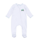 Magnolia Baby Lil' Green Tractor embroidered Zip Footie