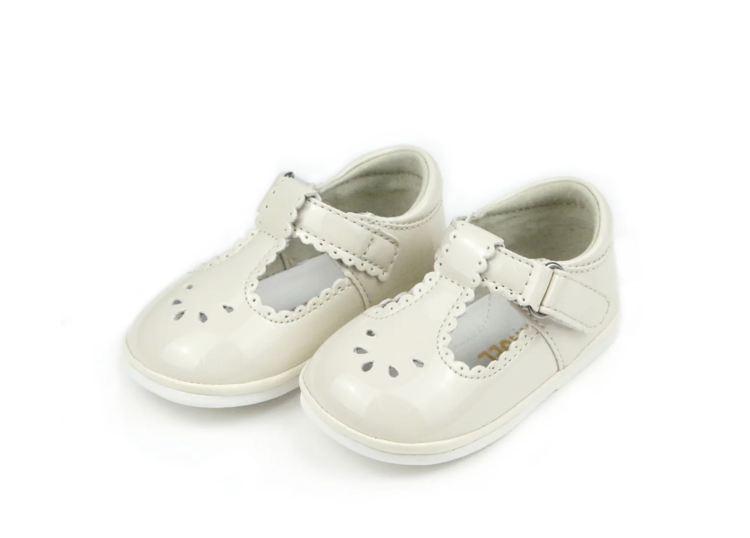 L'AMOUR Dottie Scalloped T-Strap Mary Jane:Cream