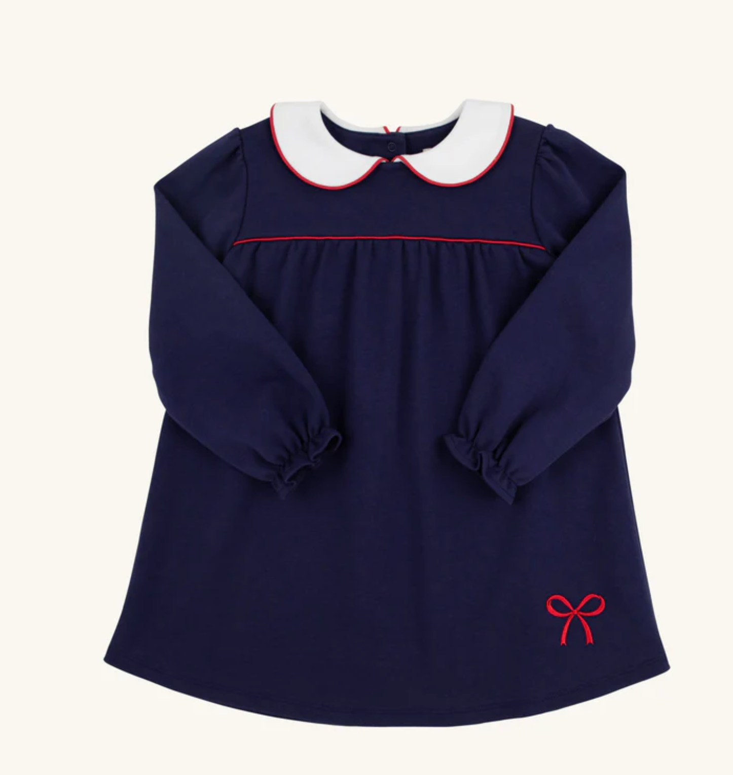 Long Sleeve Maerin Fitz Frock:Navy with red bow (Call to order)