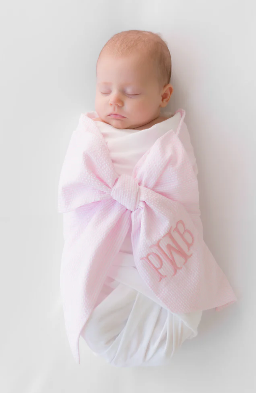 Bow Swaddle Seersucker