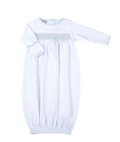 New Beginnings Smocked Gathered Gown Blue
