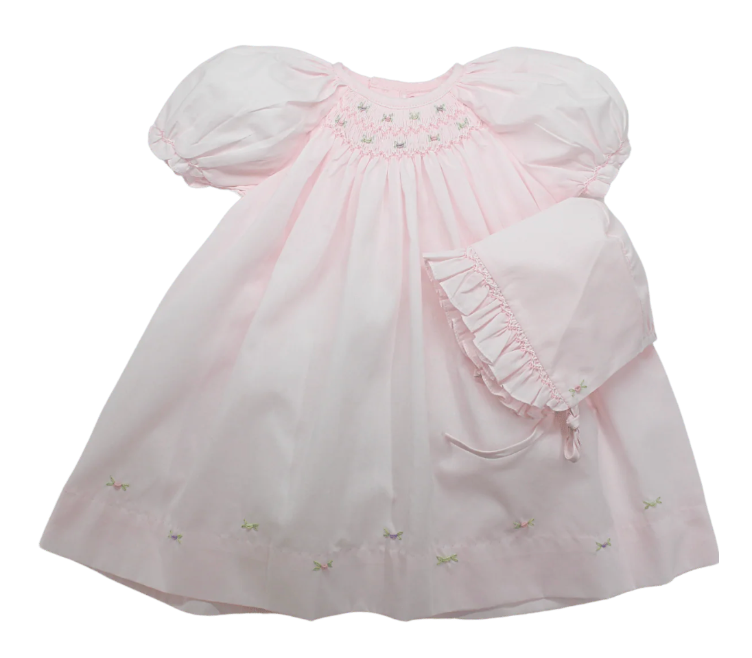 Pink Smocked Dress with Floral