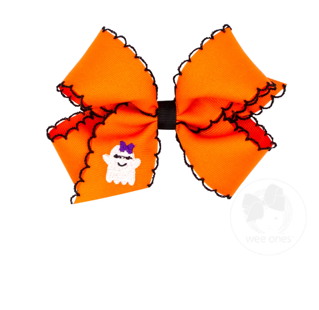 Medium Ghost Halloween Moon Stitch Bow