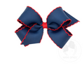 Medium Navy and Red Moon stitch Bow