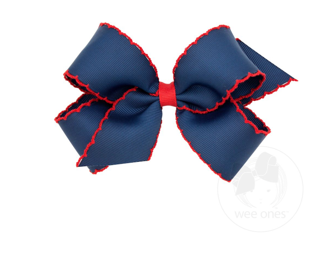Medium Navy and Red Moon stitch Bow