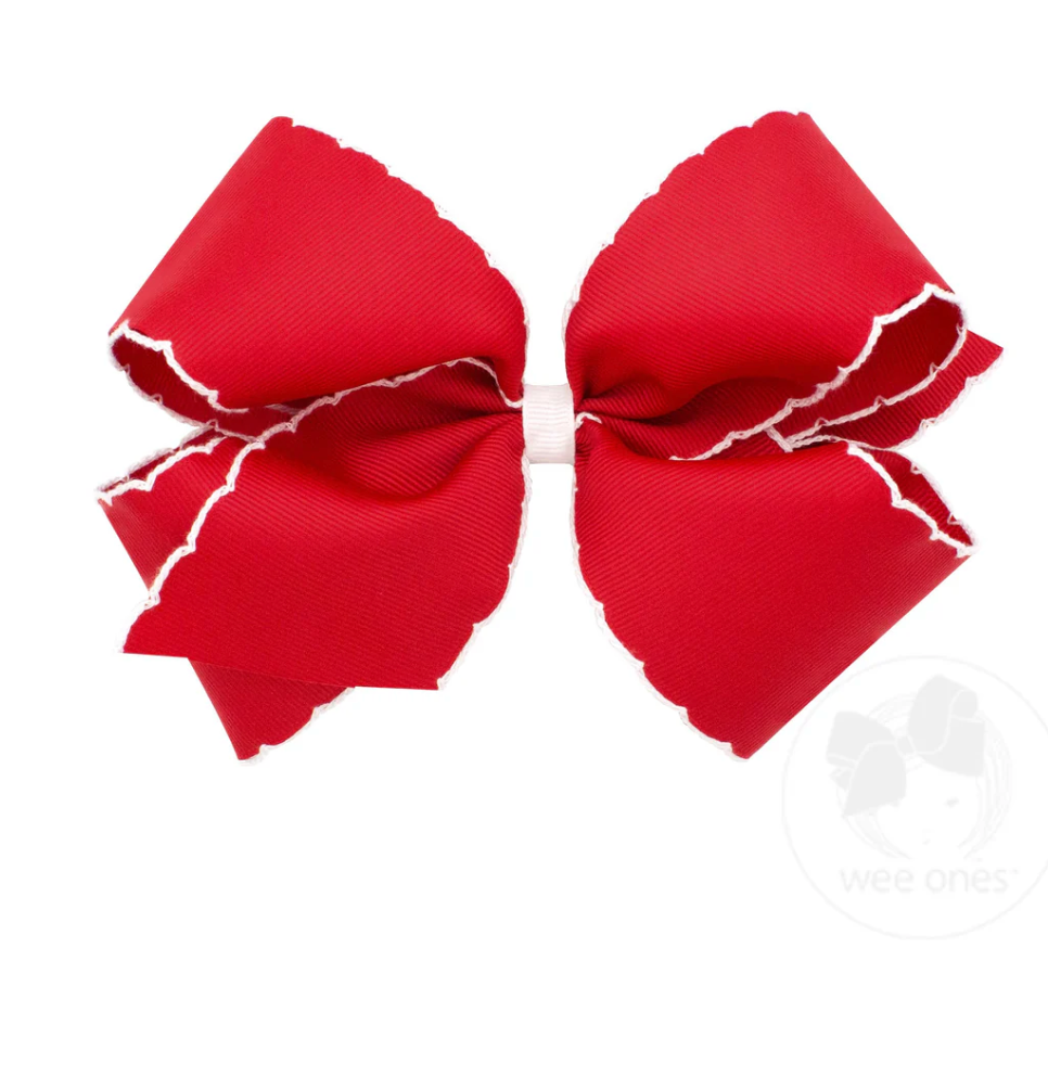 King red and white Moon Stitch Bow