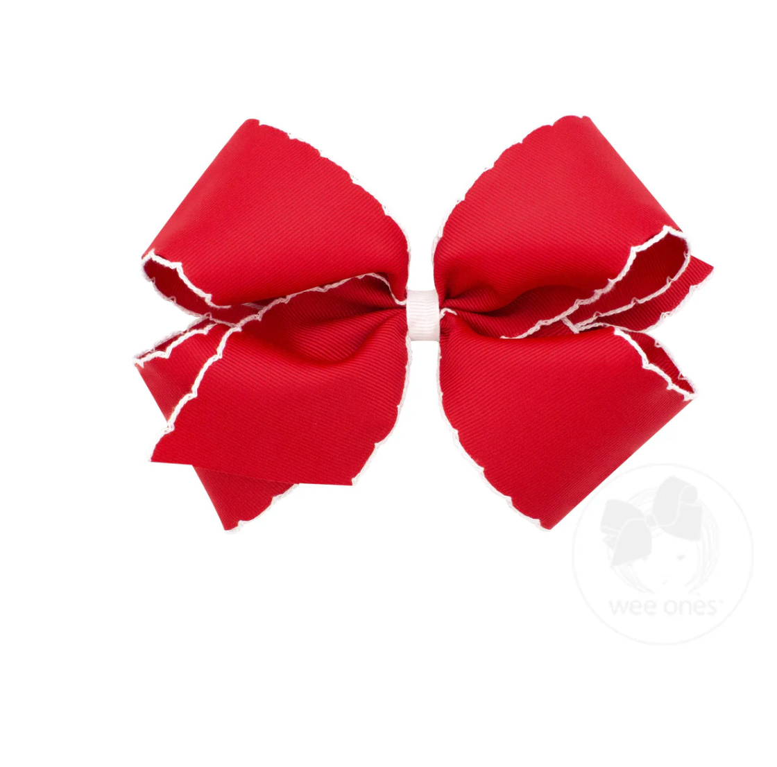 Medium Red and White Moon stitch bow