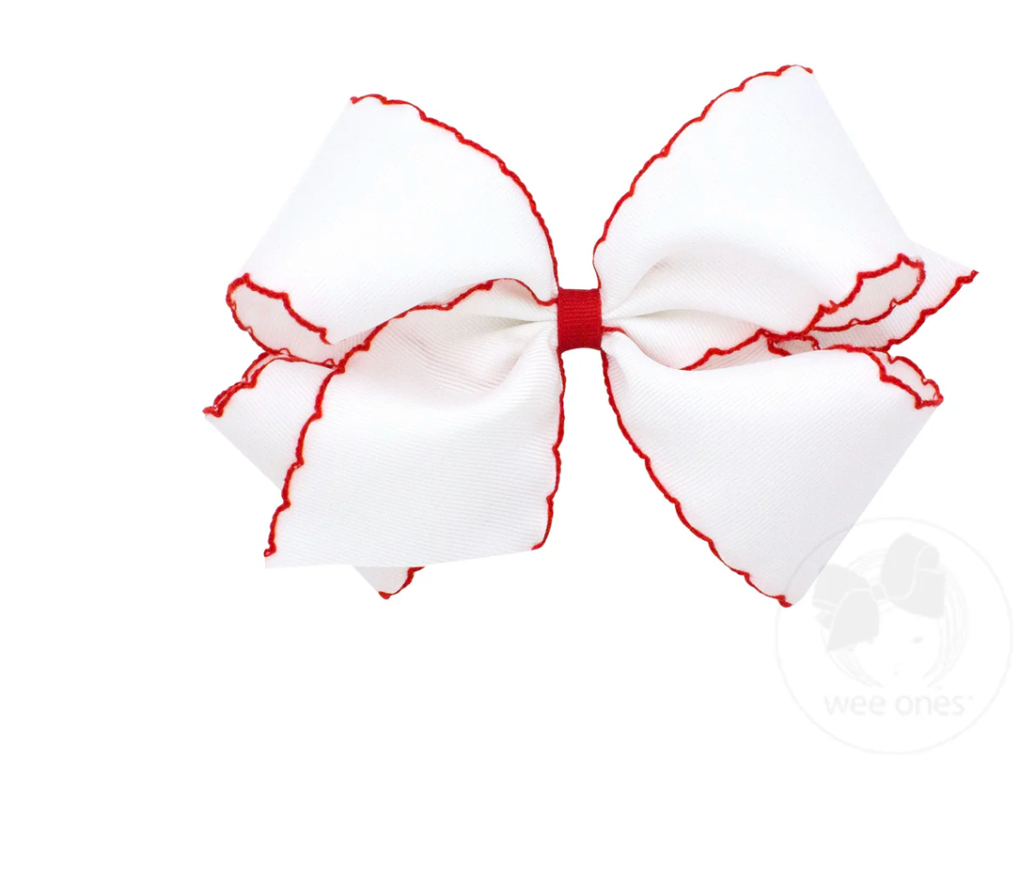 King White and red Moon stitch Bow