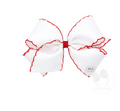 Medium White and Red Moon Stitch Bow