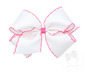 King White And Hot Pink Moon Stitch Bow