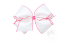 Medium White and Hot Pink Moon Stitch Bow
