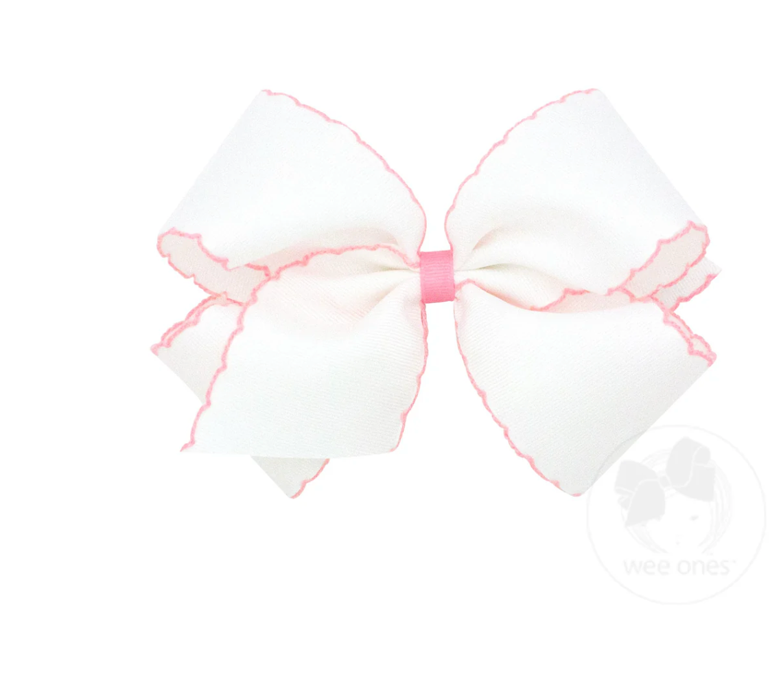 Medium White and Light Pink Bow