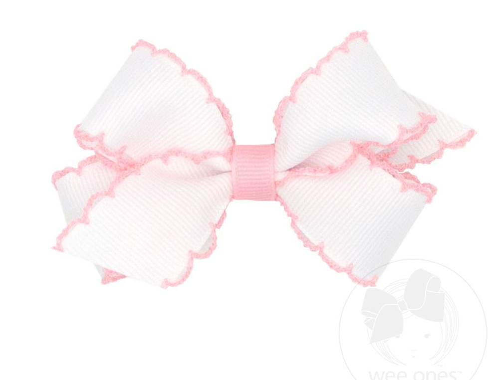Mini Moon stitch Bow White with pink