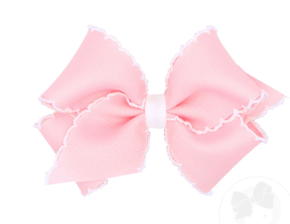 Mini Soft Pink white moon stitch bow