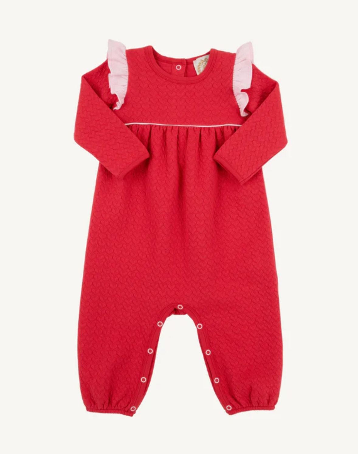 Leigh Anne Angel Sleeve Romper (Quilted) Richmond Red with Palm Beach (Call to order)