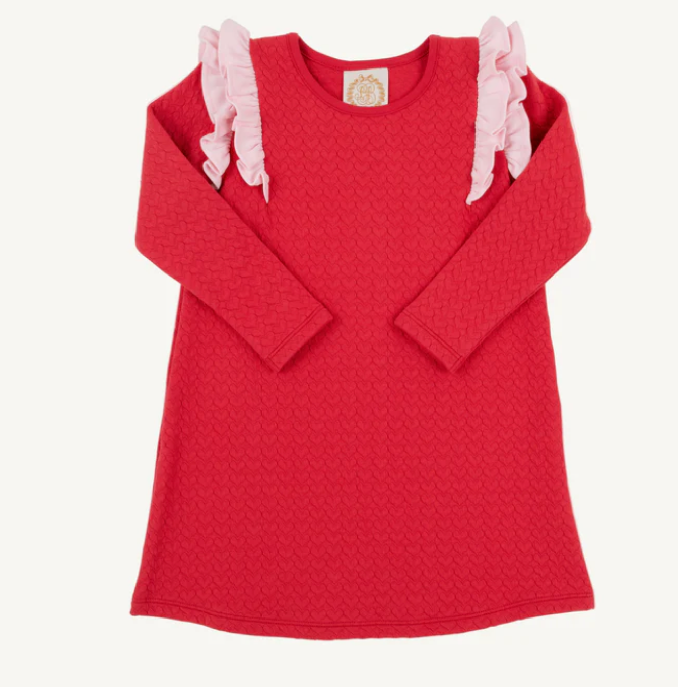 Long Sleeve Ruehling Ruffle Dress (Quilted)- Richmond Red (Call to Order)