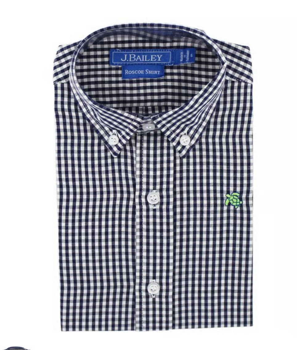 Navy Check button up
