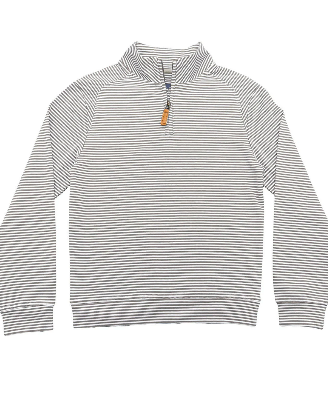COLLINS BOYS QUARTER ZIP KHAKI STRIPE