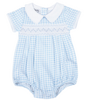Mini Checks Smocked Collared Bubble