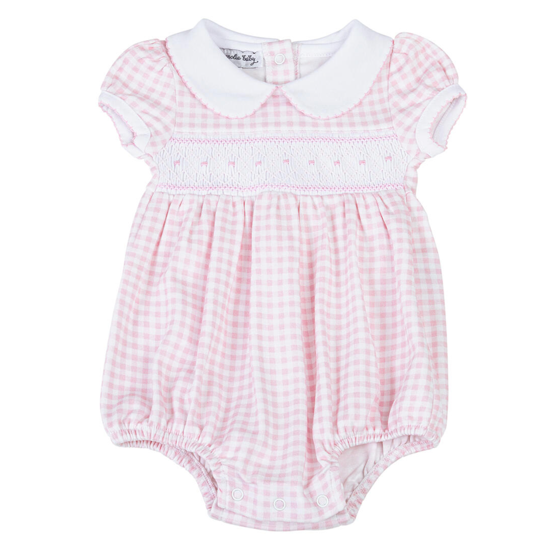 Mini Checks Smocked Collared Bubble