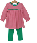 Ellie Pant Set- Red Stripe/Green