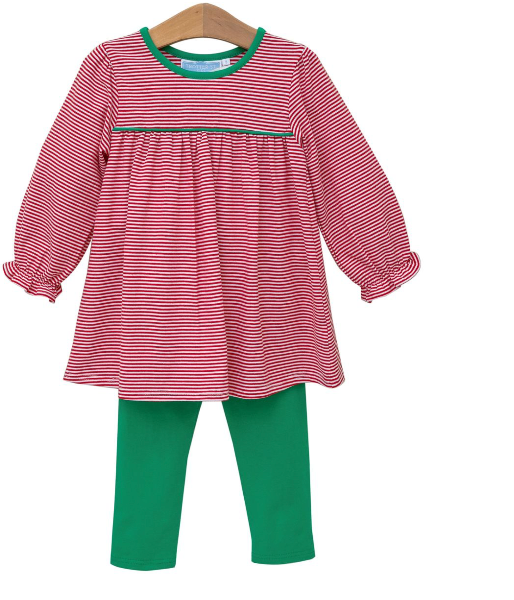 Ellie Pant Set- Red Stripe/Green