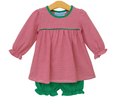 Ellie Bloomer Set- Red Stripe/Green