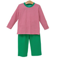 Miller Pant Set- Red Stripe/Green