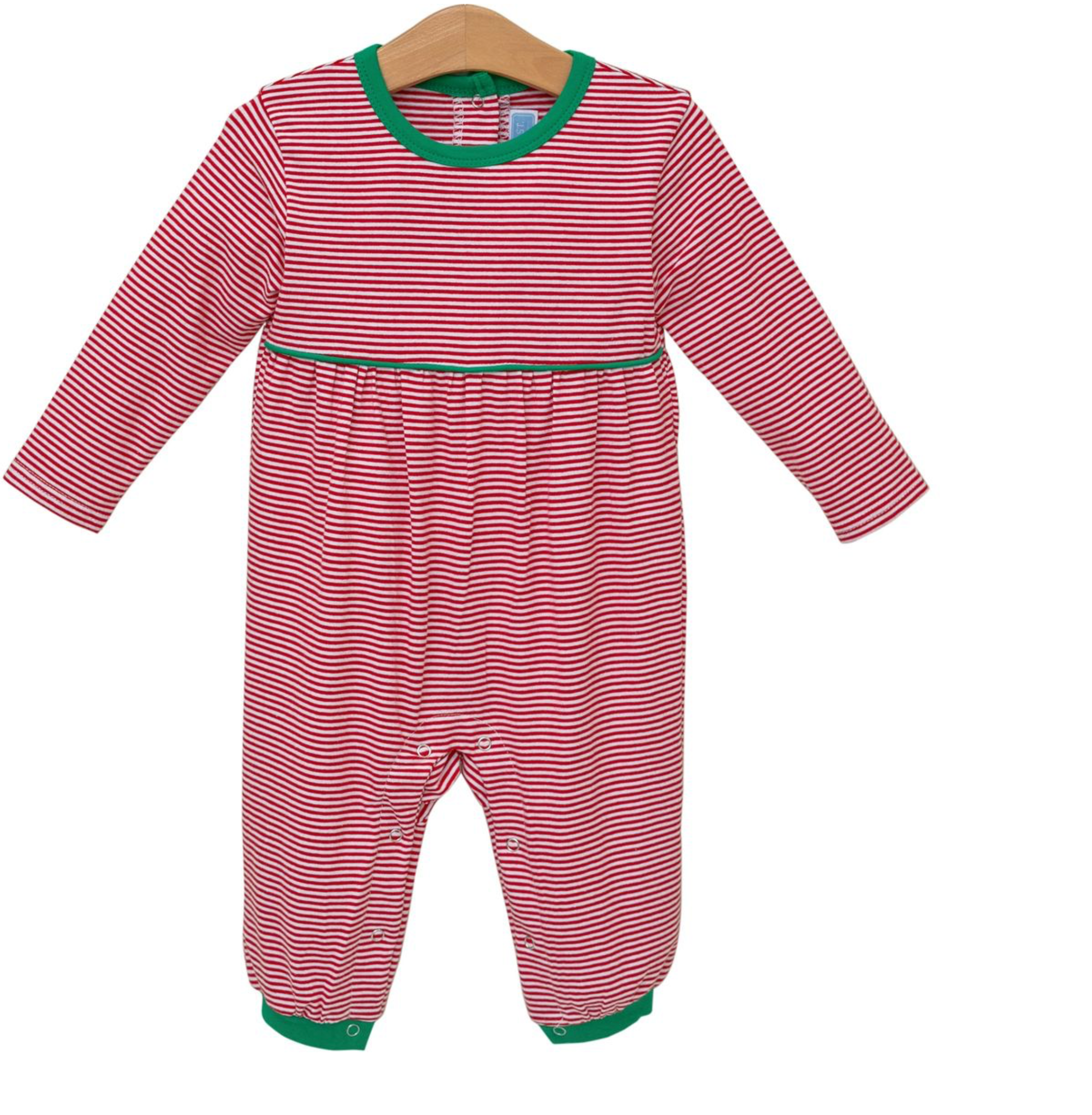 Bennett Romper- Red Stripe/Green