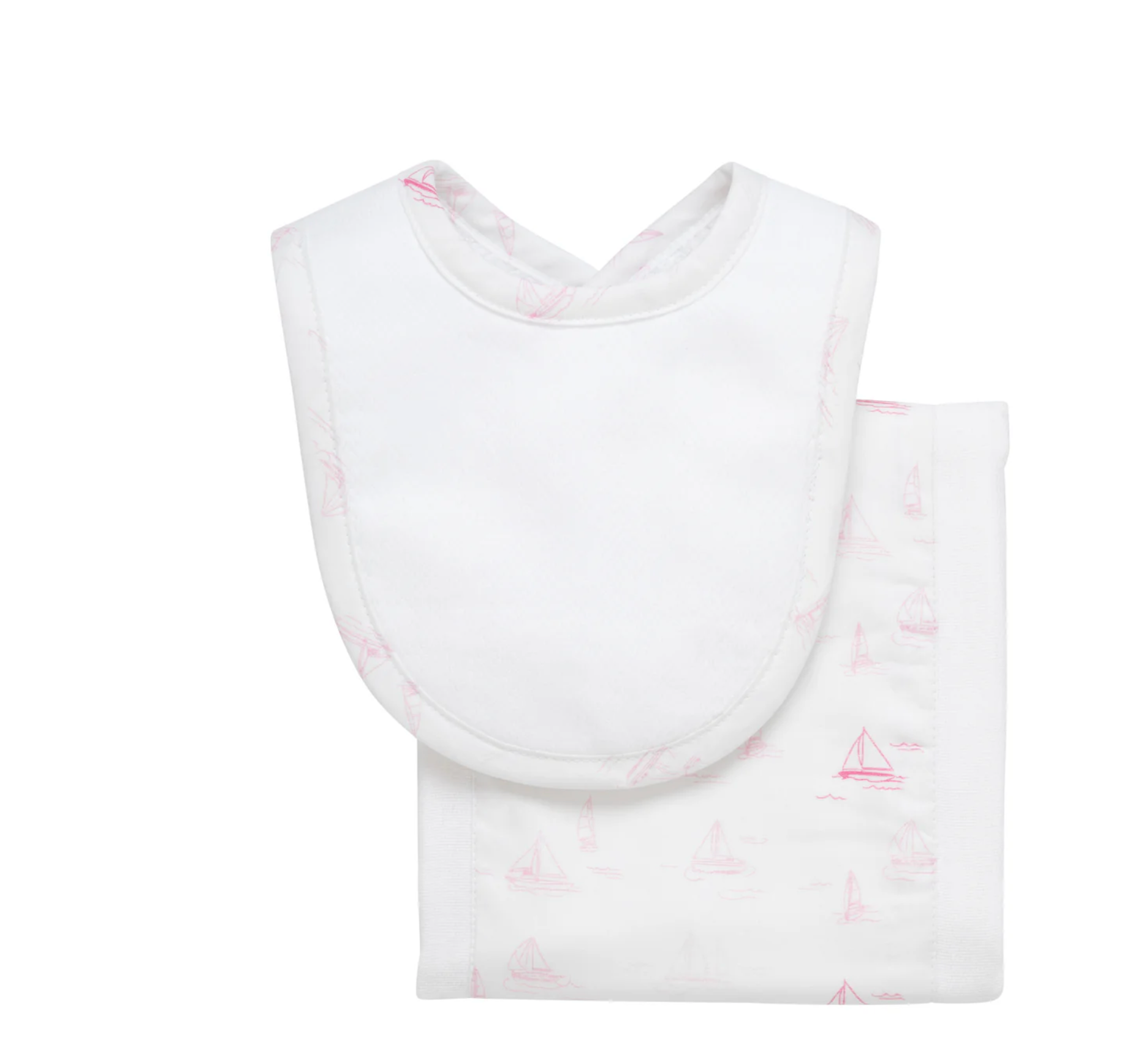 Sailboat Print Drooler Bib& Burp cloth Set