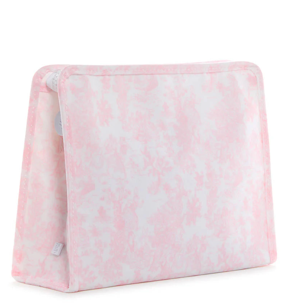 Roadie Large Zip Pouch - Bunny Toile Pink