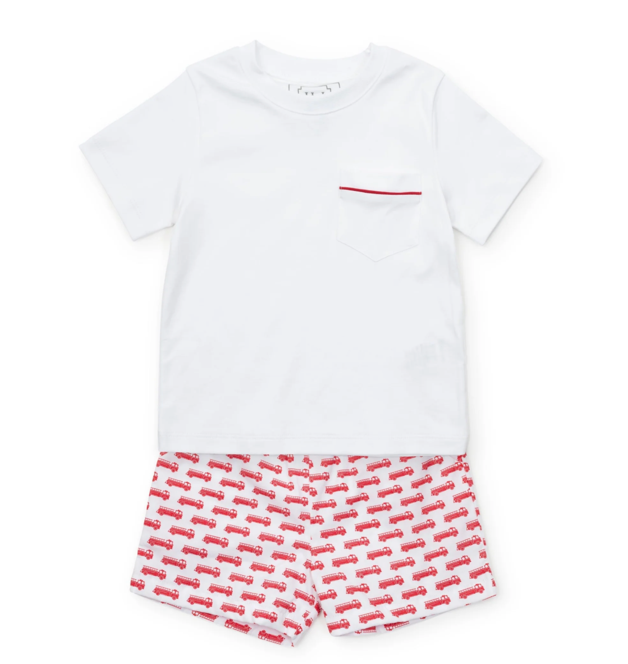 Hudson Boys shorts set- Fire Truck Red