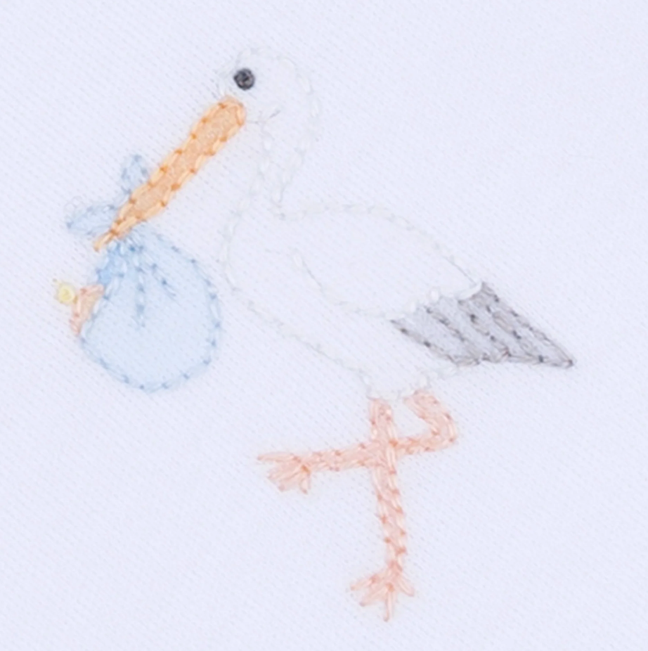 Vintage Stork Receiving Blanket -Light Blue