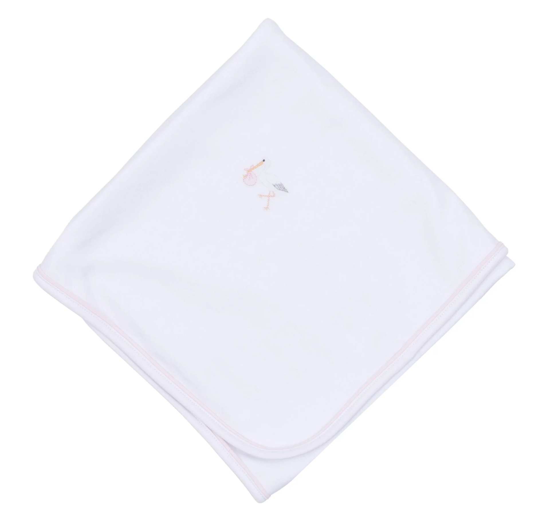 Vintage Stork Receiving Blanket- Pink