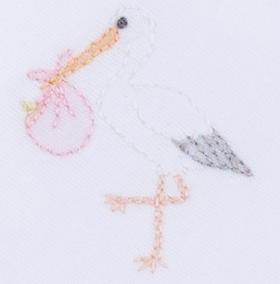 Vintage Stork Receiving Blanket- Pink