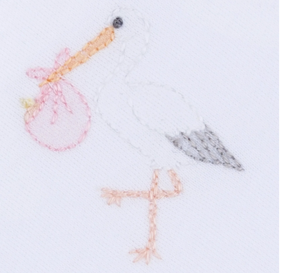 Vintage Stork Burp Cloth- Pink