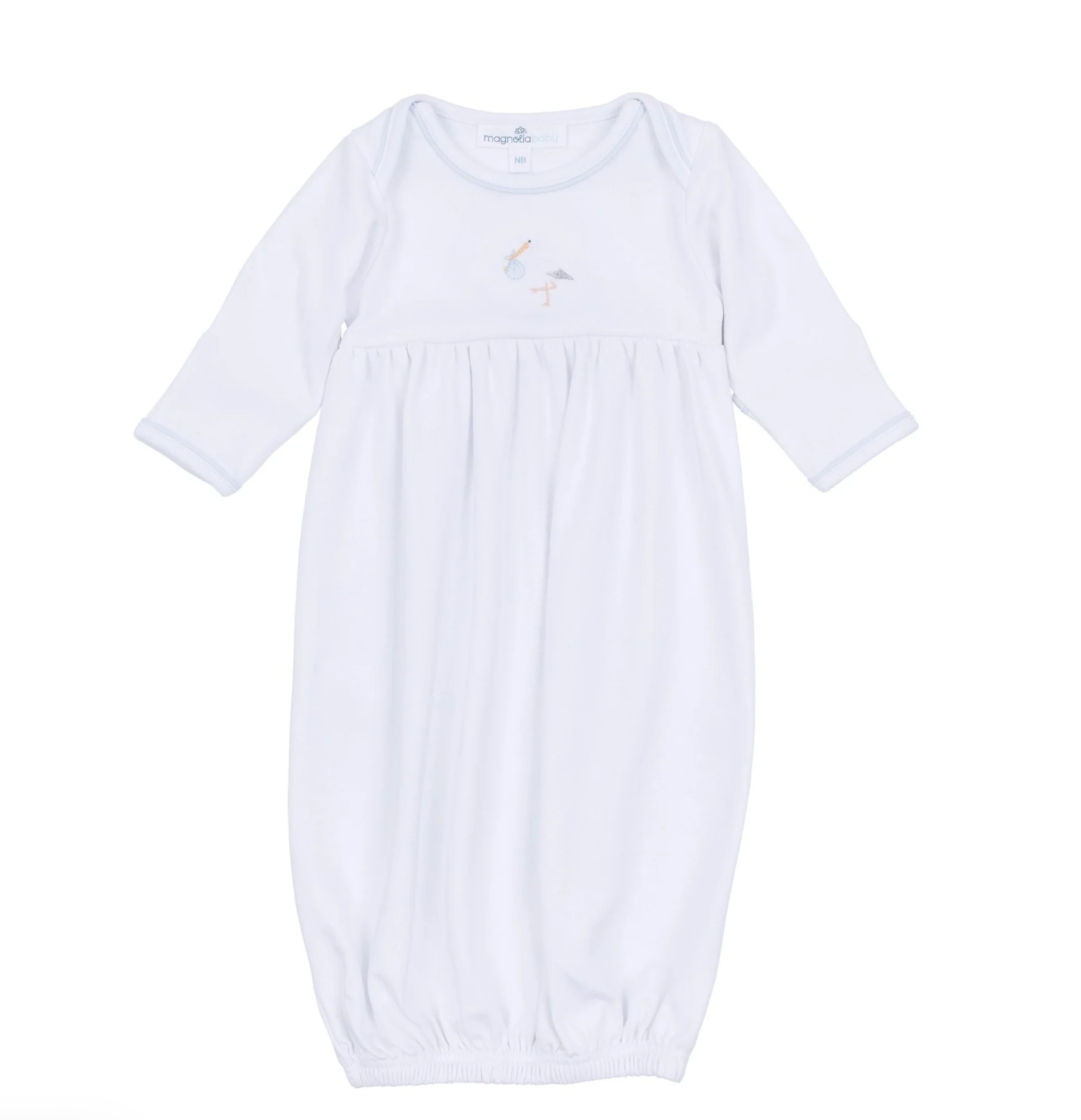 Vintage Stork Gathered Gown- Light Blue