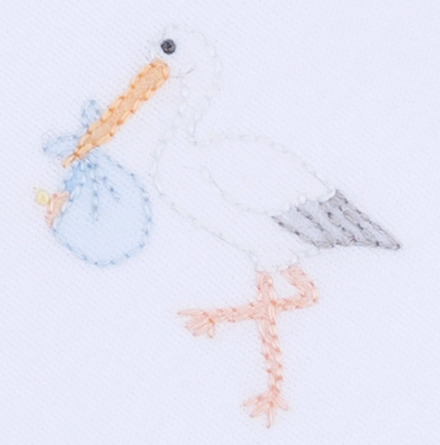 Vintage Stork Gathered Gown- Light Blue