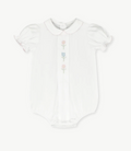 Bluebonnet Bubble-Classic White with Flower Embroidery