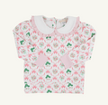 Maudes Ruffle Cassidy Comfy Crew Neck-Boxwoods and Bows/Worth Ave White/Palm Beach Pink