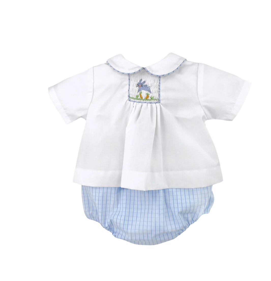 Easter Bunny smocked Diaper Cover set-Blue