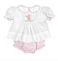 Easter Bunny Smocked Diaper cover set-Pink