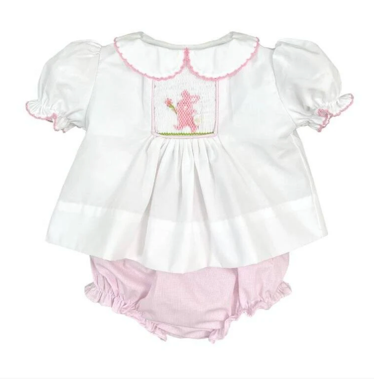 Easter Bunny Smocked Diaper cover set-Pink