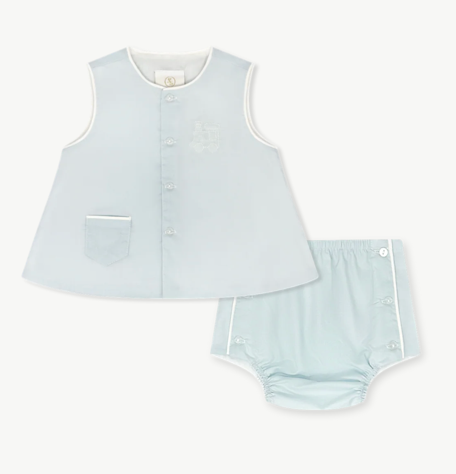 Mason Diaper Set- Blessing Blue Train